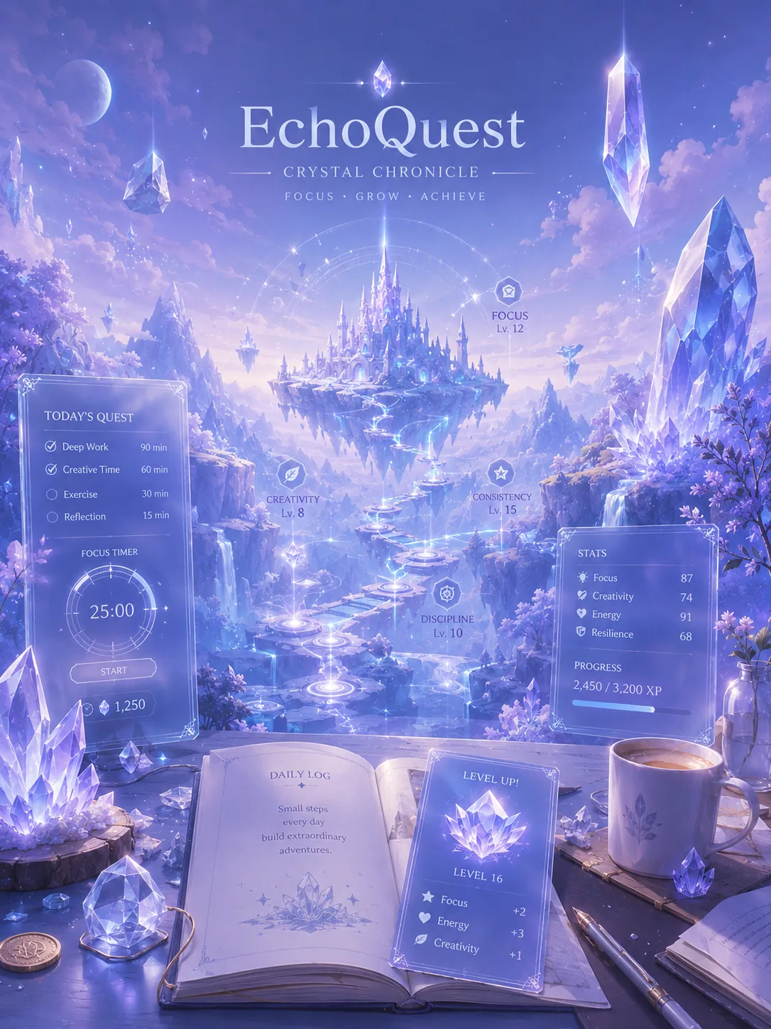 EchoQuest Crystal Chronicle desktop growth RPG world